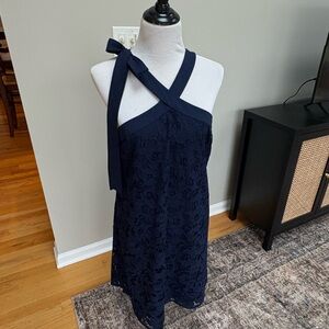 Shoshanna One Shoulder Navy Lace Dress, Sz 10